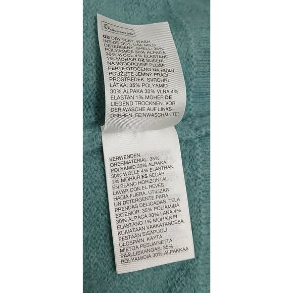 And other stories womens small cat lover sweater mockneck alpaca spruce green - Picture 7 of 8